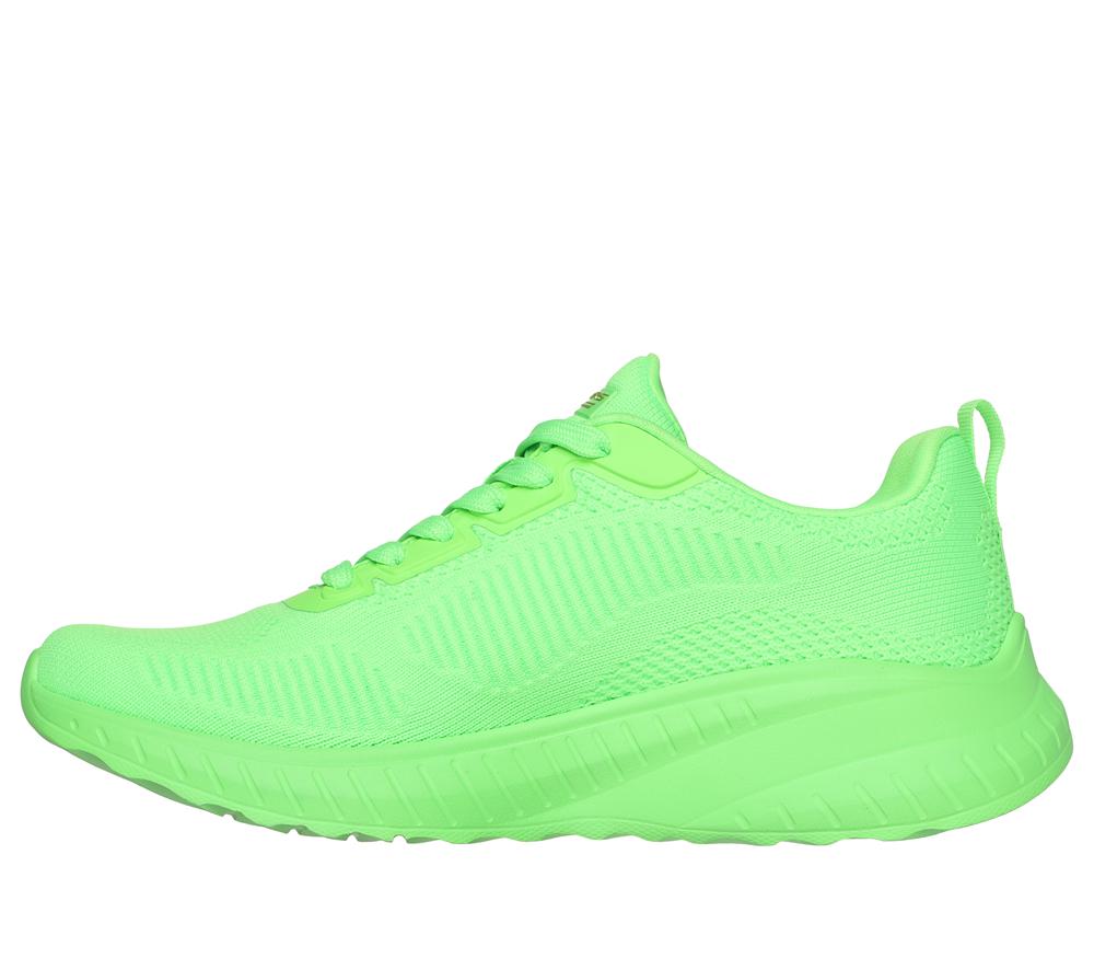 Women Skechers Bobs Sport Squad Chaos - Cool Rythms Lace Up Shoes Lime Green  USA |  2309-ICDTX