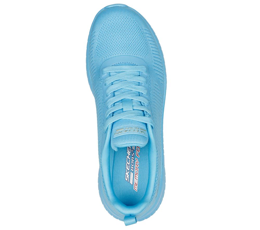 Women Skechers Bobs Sport Squad Chaos - Cool Rythms Lace Up Shoes Aqua Pink  USA |  5740-GEUXB