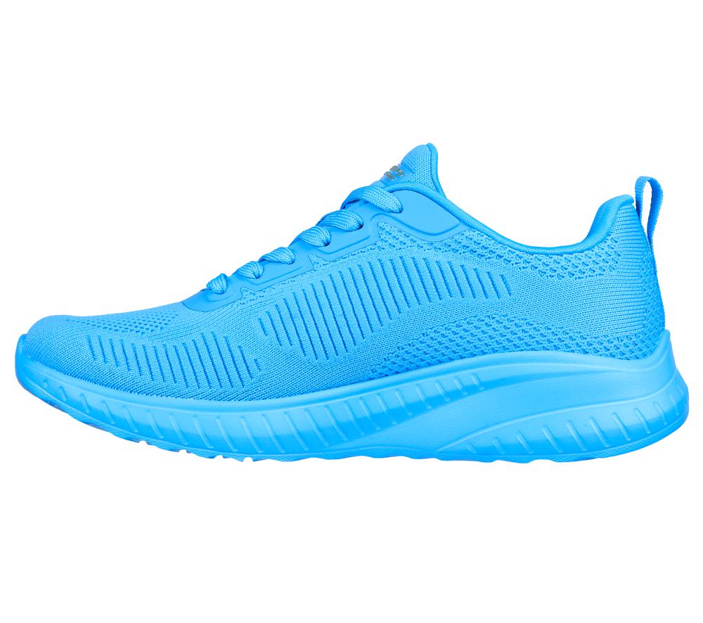 Women Skechers Bobs Sport Squad Chaos - Cool Rythms Lace Up Shoes Aqua Pink  USA |  5740-GEUXB