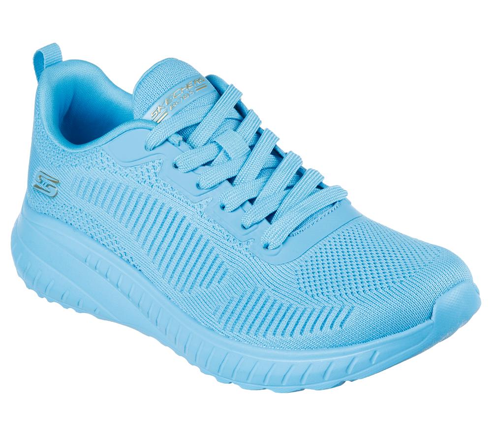 Women Skechers Bobs Sport Squad Chaos - Cool Rythms Sneakers Aqua Pink  USA |  8739-BCHIS