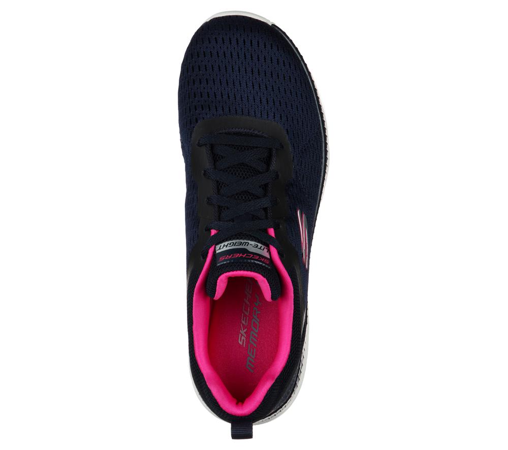 Women Skechers Bountiful - Quick Path Lace Up Shoes Navy / Hot Pink  USA |  2987-ZKDFM