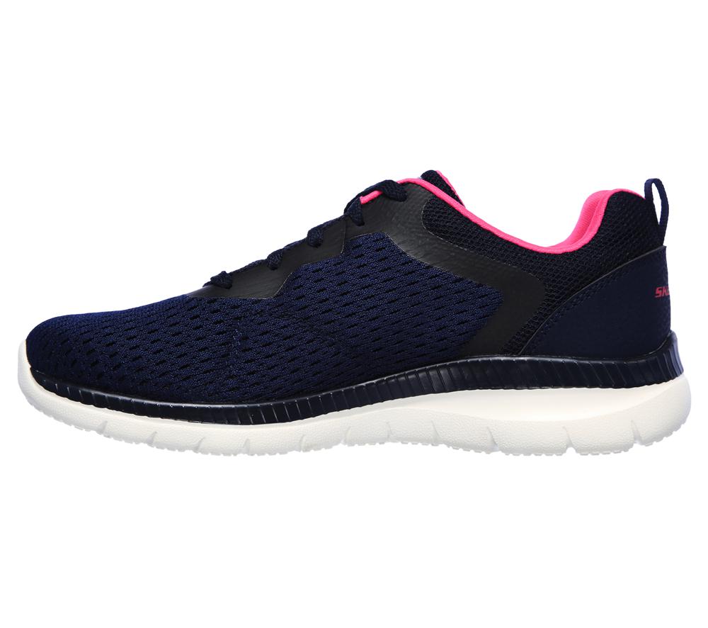 Women Skechers Bountiful - Quick Path Lace Up Shoes Navy / Hot Pink  USA |  2987-ZKDFM