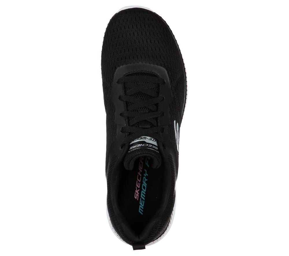 Women Skechers Bountiful - Quick Path Lace Up Shoes Black / White  USA |  4572-CQYNP