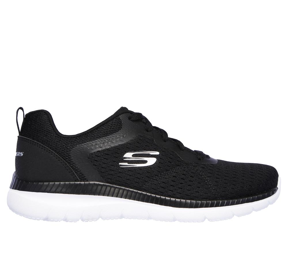 Women Skechers Bountiful - Quick Path Lace Up Shoes Black / White  USA |  4572-CQYNP