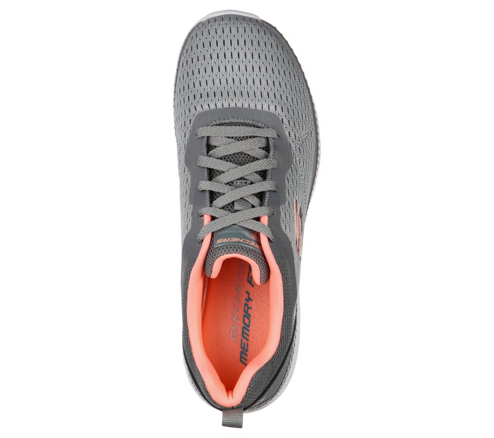 Women Skechers Bountiful - Quick Path Sneakers Grey / Coral  USA |  7694-UZCPK