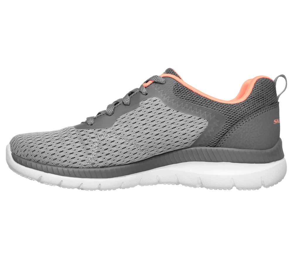 Women Skechers Bountiful - Quick Path Sneakers Grey / Coral  USA |  7694-UZCPK