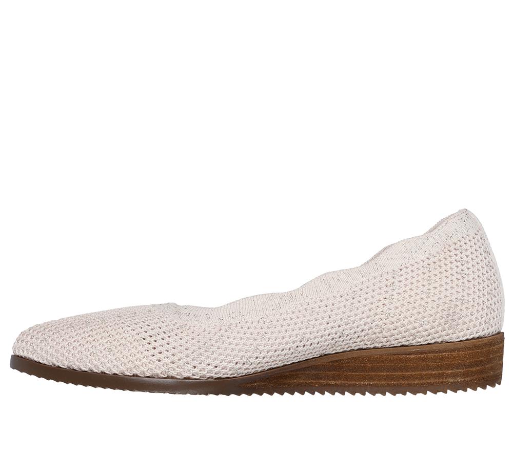 Women Skechers Cleo Sawdust - Real Living Flat Shoes Natural White  USA |  7506-CBLIY