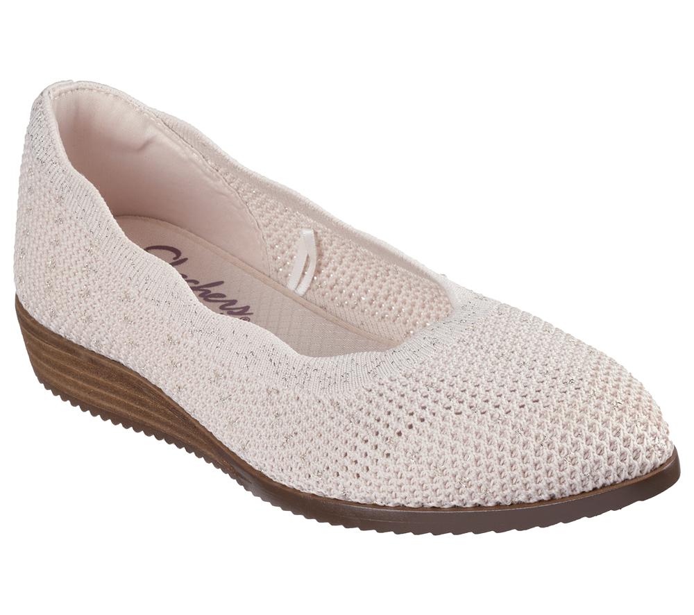 Women Skechers Cleo Sawdust - Real Living Flat Shoes Natural White  USA |  7506-CBLIY