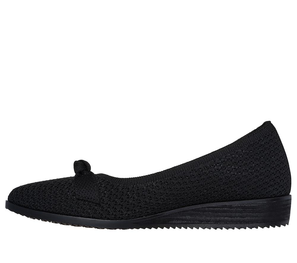 Women Skechers Cleo Sawdust - Sophisticated Flat Shoes Black  USA |  3615-GUHWN