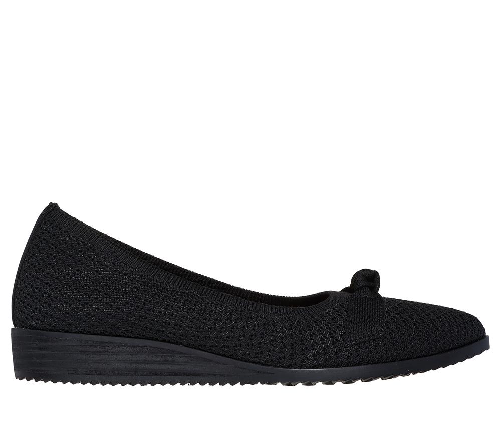 Women Skechers Cleo Sawdust - Sophisticated Flat Shoes Black  USA |  3615-GUHWN