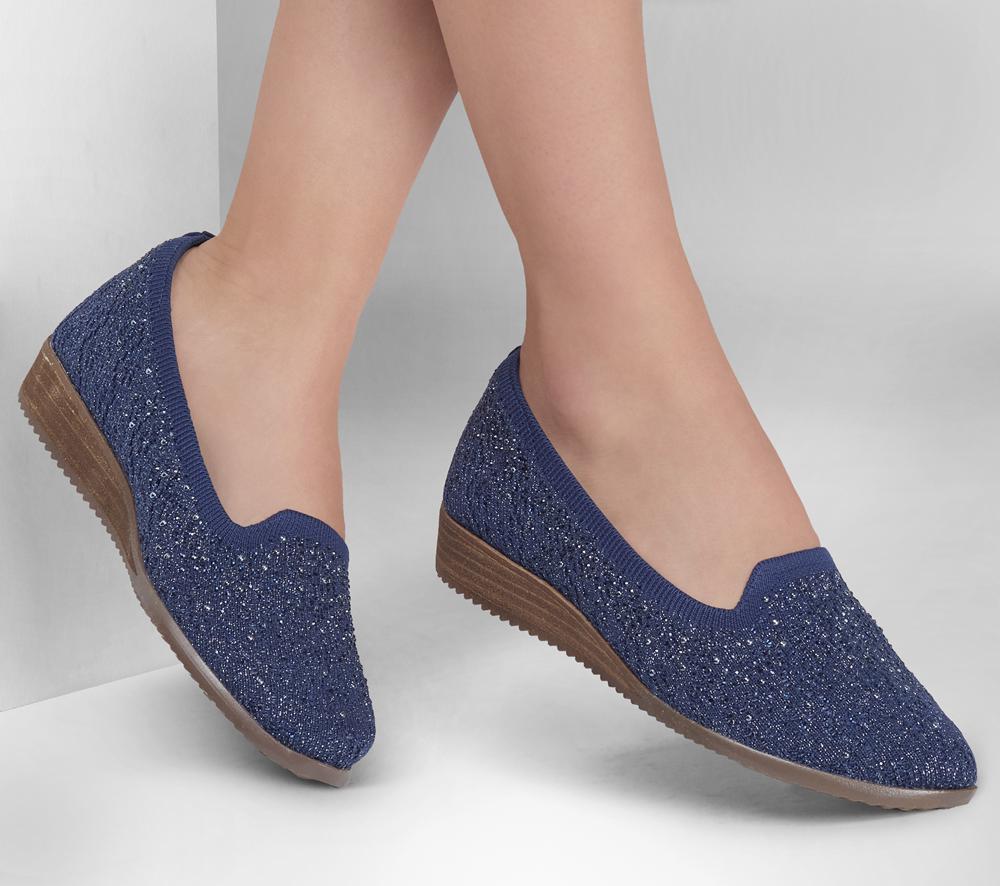 Women Skechers Cleo Sawdust - Twinkle Flat Shoes Navy  USA |  0692-VTDAN