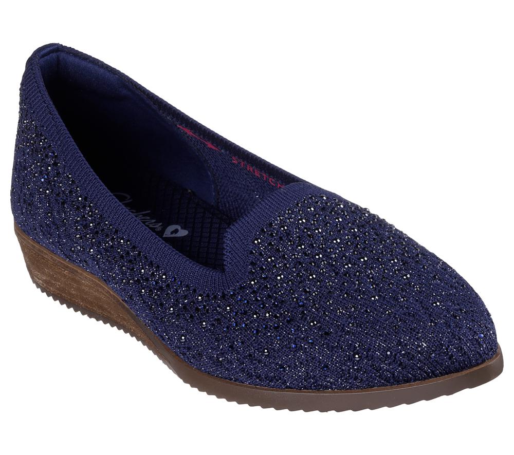 Women Skechers Cleo Sawdust - Twinkle Flat Shoes Navy  USA |  0692-VTDAN