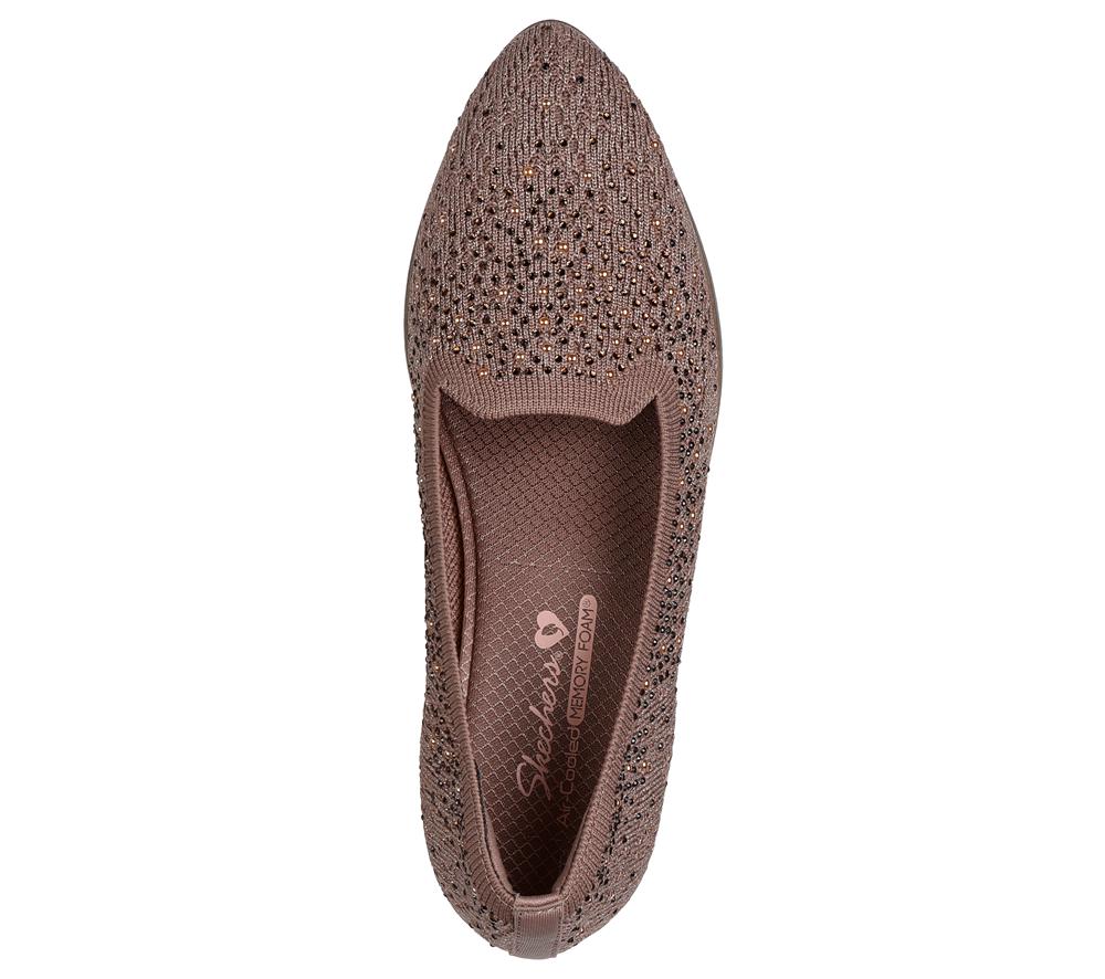 Women Skechers Cleo Sawdust - Twinkle Slip On Shoes Mocha Brown  USA |  6947-OMVYA