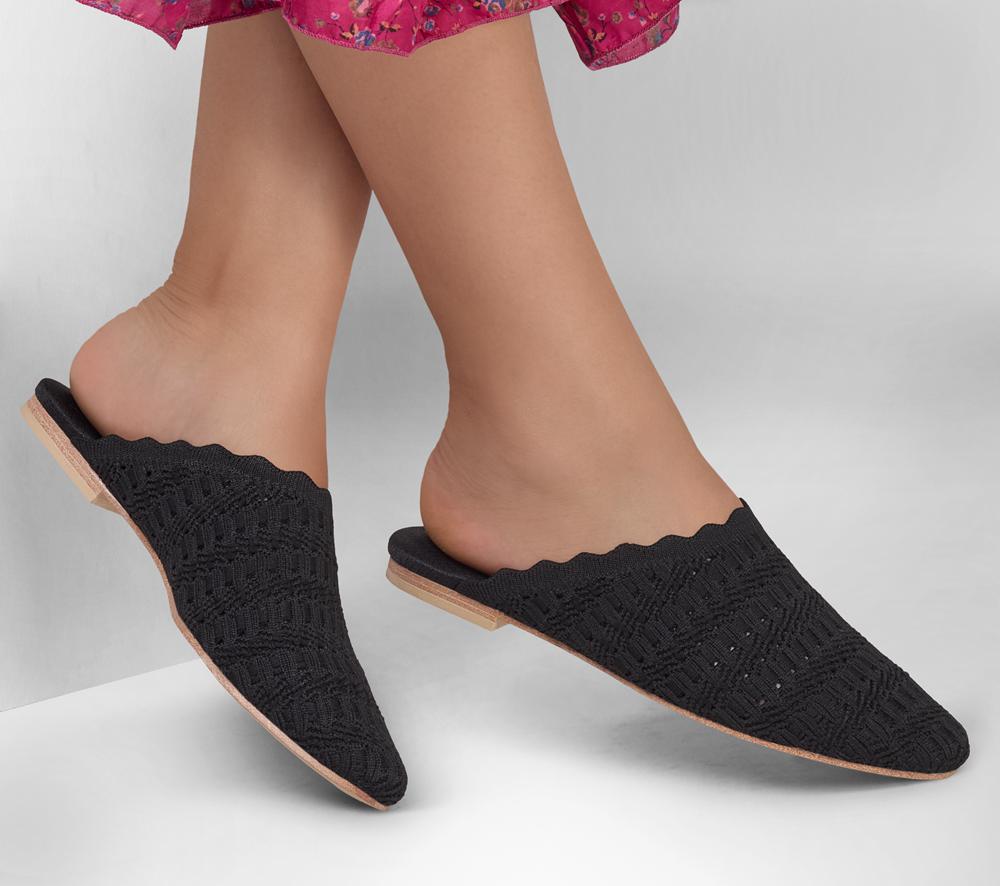 Women Skechers Cleo Snip - Sweet Daffodil Flat Shoes Black  USA |  3712-FQZXM