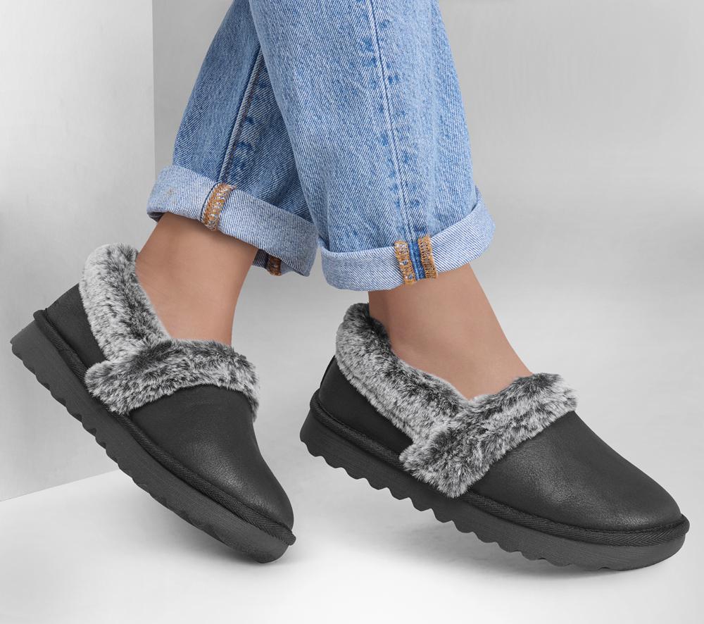 Women Skechers Cozy Up Slip On Shoes Black  USA |  3245-TQPKL