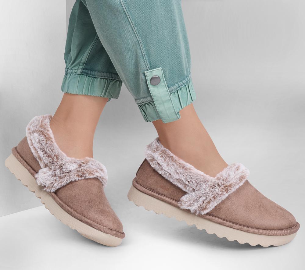 Women Skechers Cozy Up Slip On Shoes Taupe Brown  USA |  6953-BGUQP