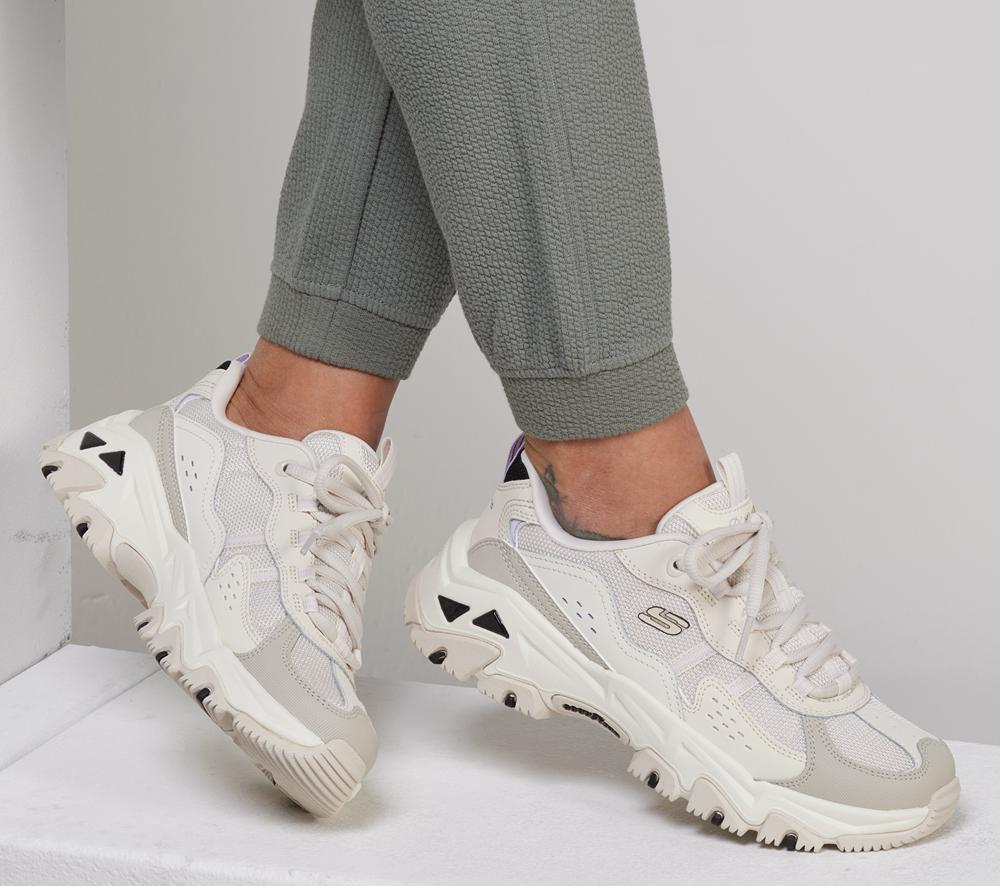 Women Skechers D'Lites Hiker Lace Up Shoes Natural / Multicolor  USA |  3190-BHIXP