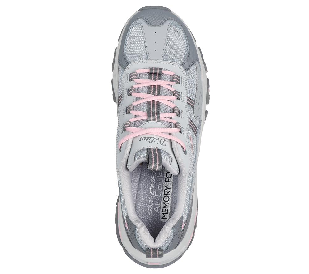 Women Skechers D'Lites Hiker Lace Up Shoes Grey / Pink  USA |  3712-JKFWT