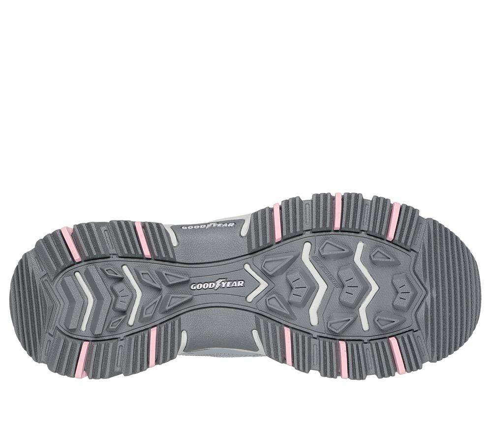 Women Skechers D'Lites Hiker Lace Up Shoes Grey / Pink  USA |  3712-JKFWT