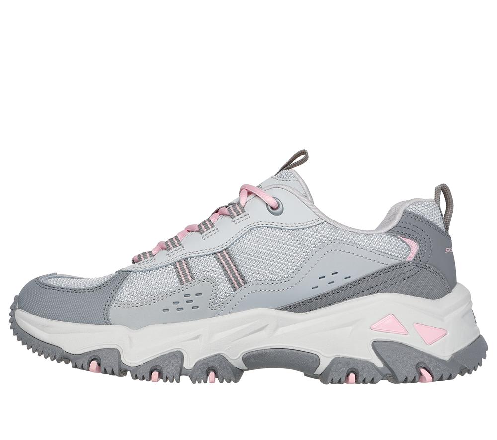 Women Skechers D'Lites Hiker Lace Up Shoes Grey / Pink  USA |  3712-JKFWT