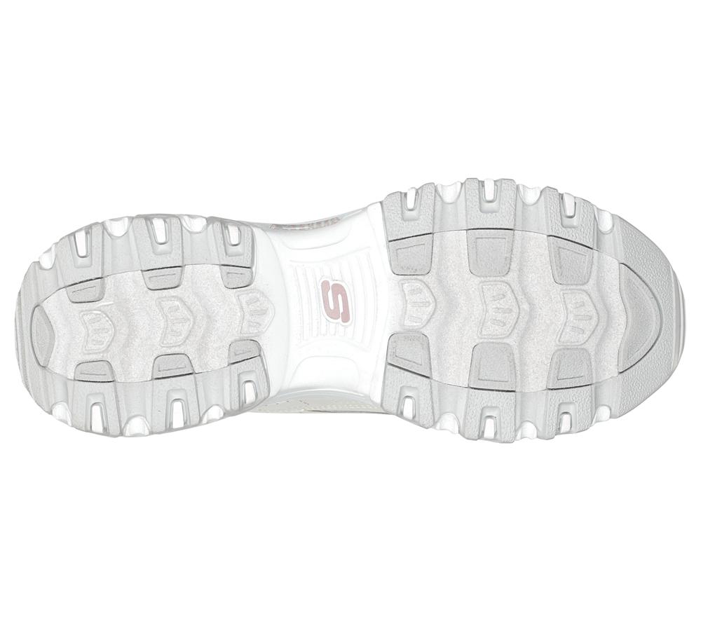 Women Skechers D'Lites Lace Up Shoes White / Lavender  USA |  8263-CTUEM
