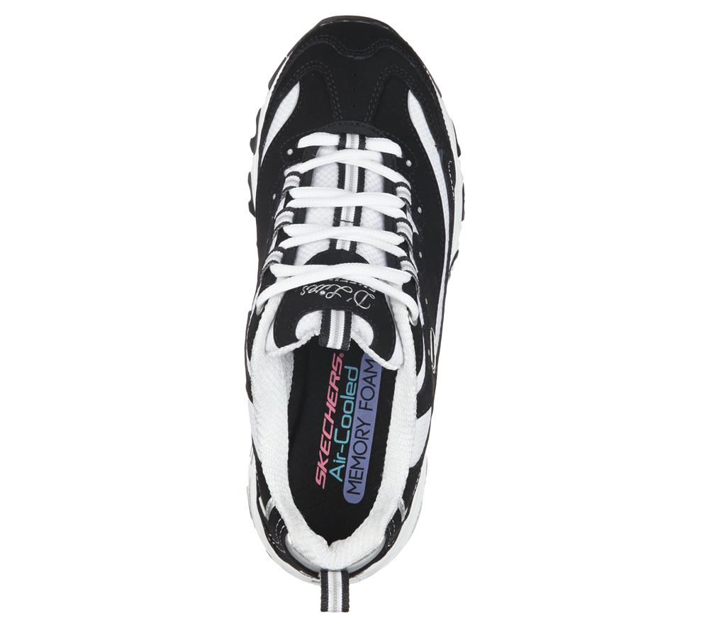 Women Skechers D'Lites - Biggest Fan Sneakers Black / White  USA |  6950-CSUVM