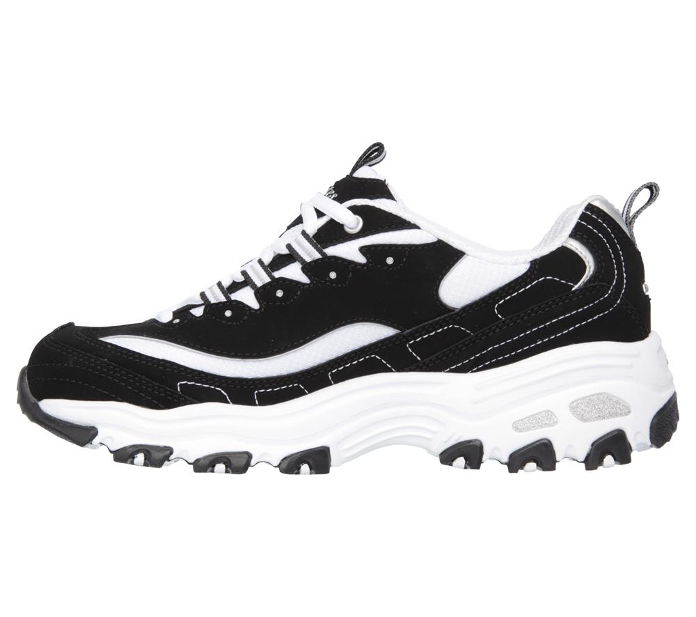 Women Skechers D'Lites - Biggest Fan Sneakers Black / White  USA |  6950-CSUVM