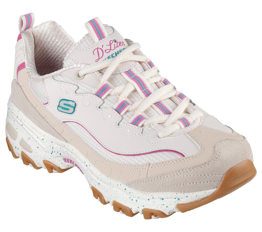 Women Skechers D'Lites - Bold Views Lace Up Shoes Natural / Multicolor  USA |  1285-MAUWX