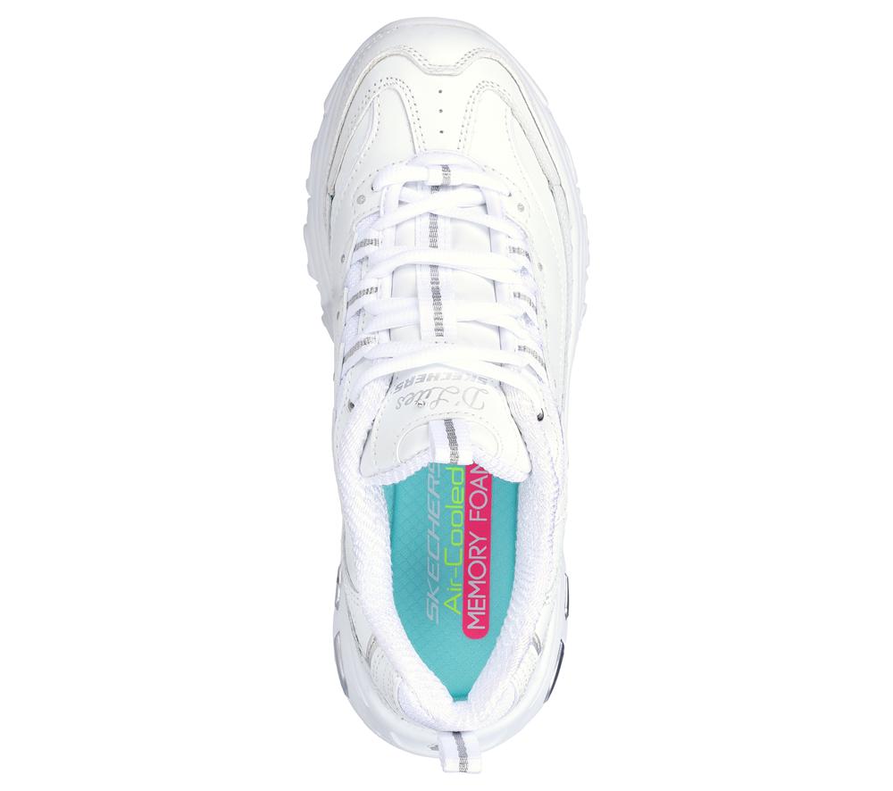 Women Skechers D'Lites - Fresh Start Lace Up Shoes White / Silver  USA |  5830-ZYOVB