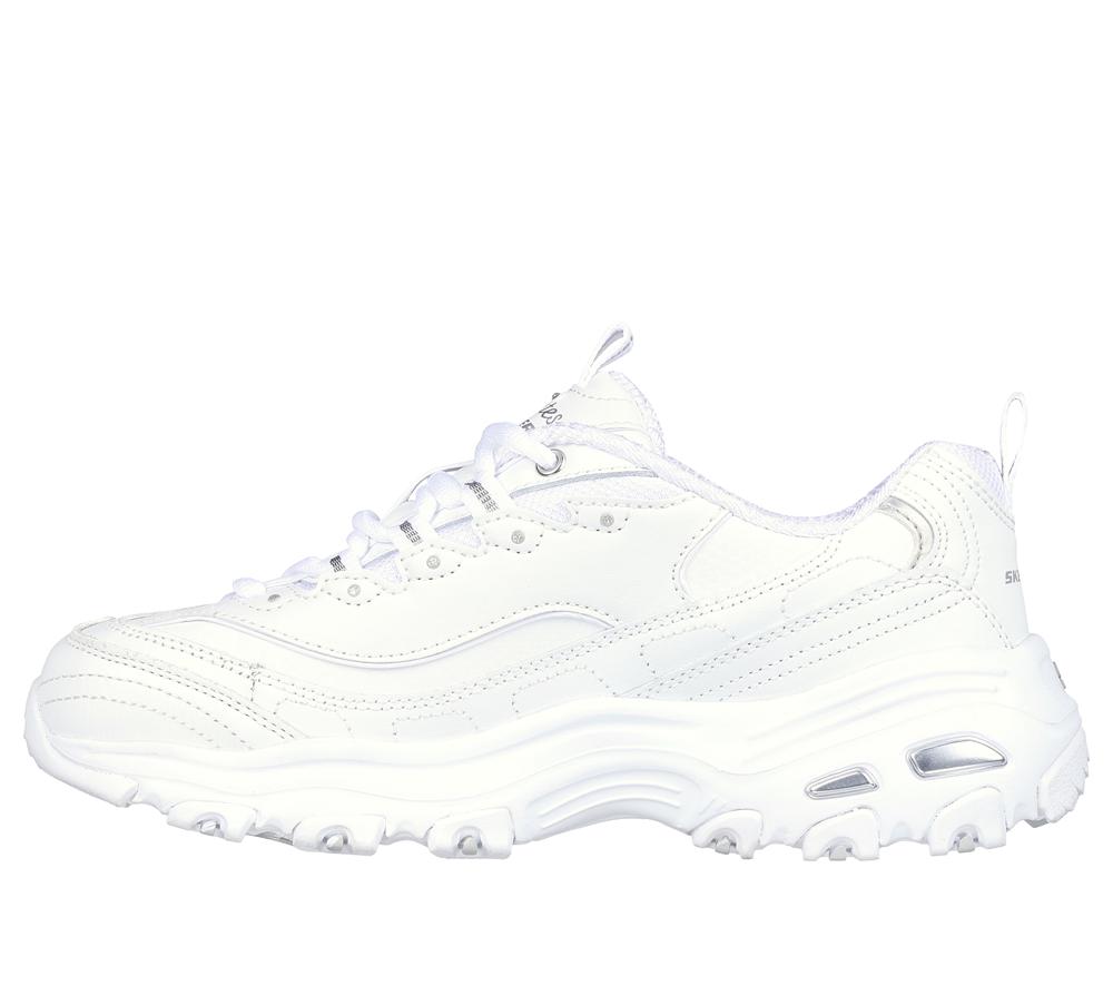 Women Skechers D'Lites - Fresh Start Lace Up Shoes White / Silver  USA |  5830-ZYOVB
