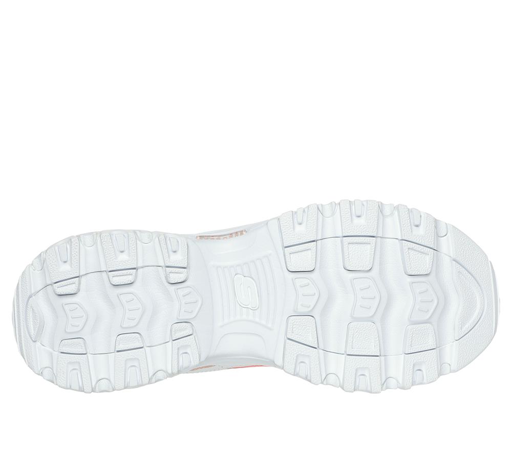 Women Skechers D'Lites - New Heat Lace Up Shoes White / Orange  USA |  9321-WAJXC