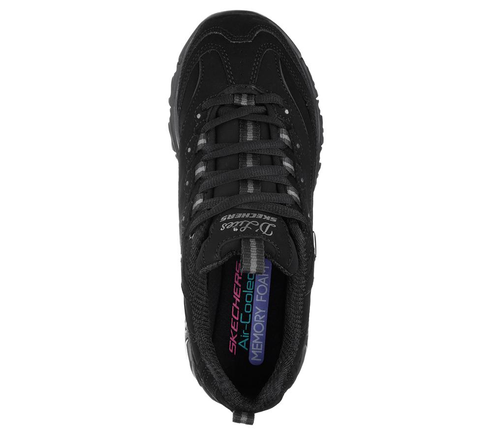 Women Skechers D'Lites - Play On Lace Up Shoes Black  USA |  3870-QBSUH