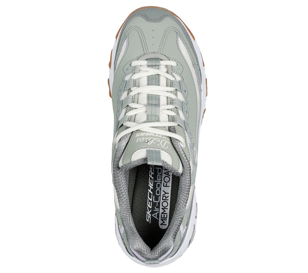 Women Skechers D'Lites - Popular Vote Lace Up Shoes Green / Multicolor  USA |  8076-LAYRF