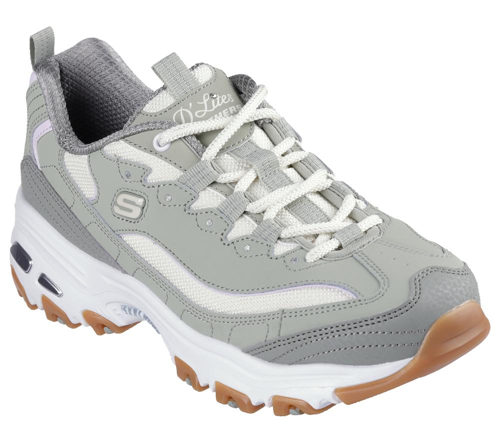 Women Skechers D'Lites - Popular Vote Lace Up Shoes Green / Multicolor  USA |  8076-LAYRF