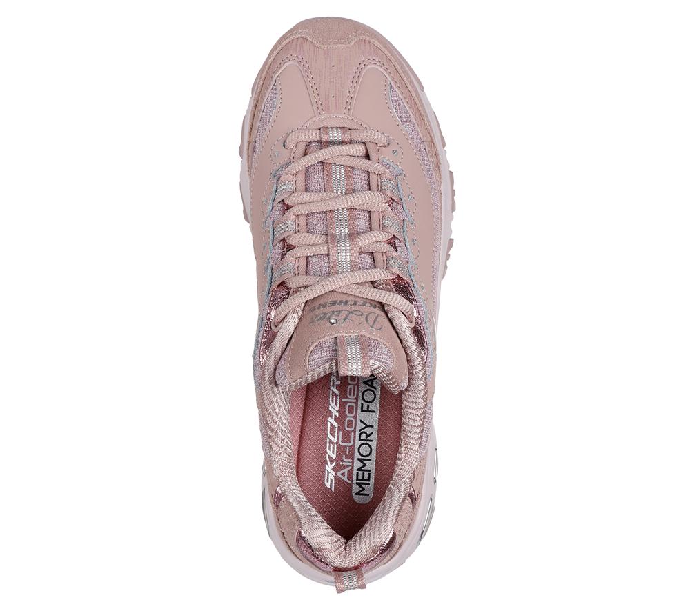 Women Skechers D'Lites - Reflections Lace Up Shoes Mauve / Multicolor  USA |  6298-GLZDH