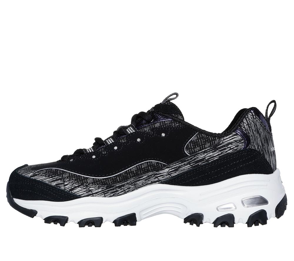 Women Skechers D'Lites - Reflections Sneakers Black / Silver  USA |  4768-JLTQS