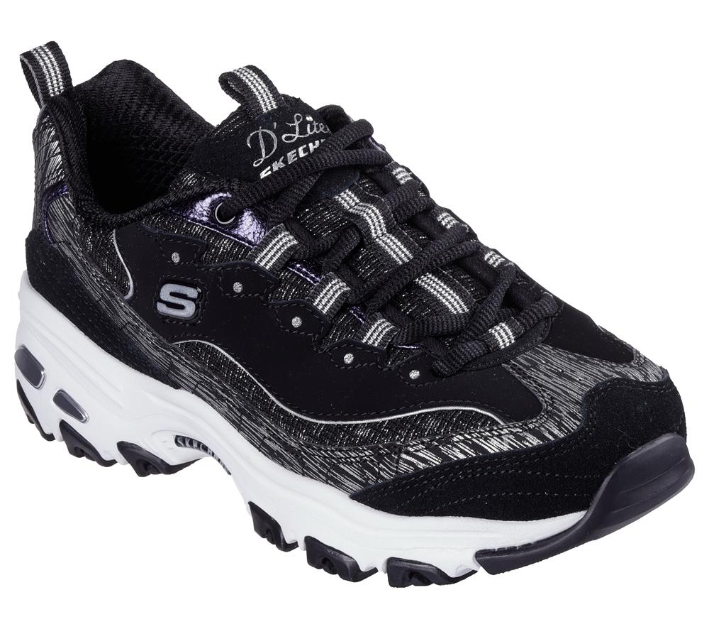 Women Skechers D'Lites - Reflections Sneakers Black / Silver  USA |  4768-JLTQS