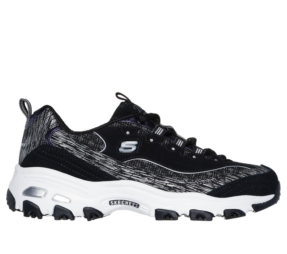 Women Skechers D\'Lites - Reflections Sneakers Black / Silver  USA |  4768-JLTQS