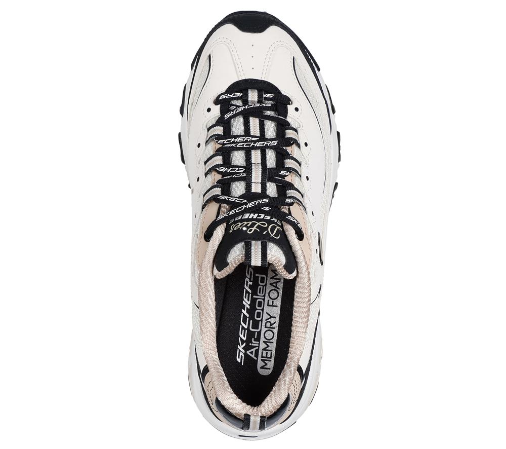 Women Skechers D'Lites - Retro Rewind Lace Up Shoes Natural / Black  USA |  4137-TONJZ