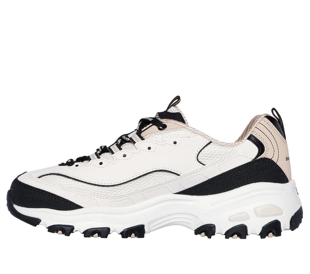 Women Skechers D'Lites - Retro Rewind Lace Up Shoes Natural / Black  USA |  4137-TONJZ