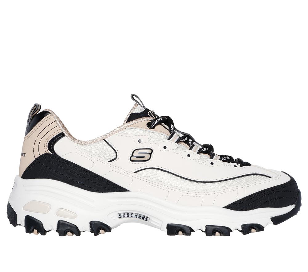 Women Skechers D\'Lites - Retro Rewind Lace Up Shoes Natural / Black  USA |  4137-TONJZ