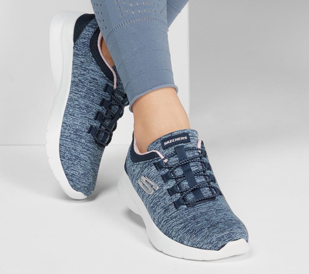 Women Skechers Dynamight 2.0 - In a Flash Slip On Shoes Navy / Pink  USA |  2641-PBTXF