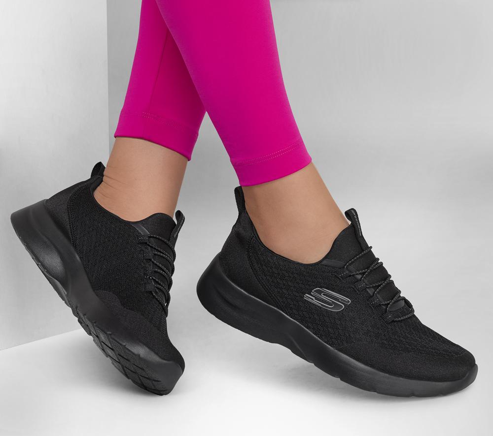 Women Skechers Dynamight 2.0 - Real Smooth Slip On Shoes Black  USA |  0652-GONEC