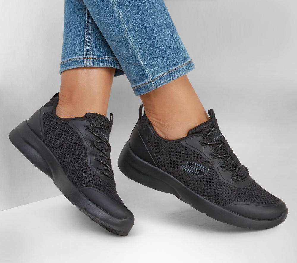 Women Skechers Dynamight 2.0 - Social Orbit Slip On Shoes Black  USA |  5132-FUGWA