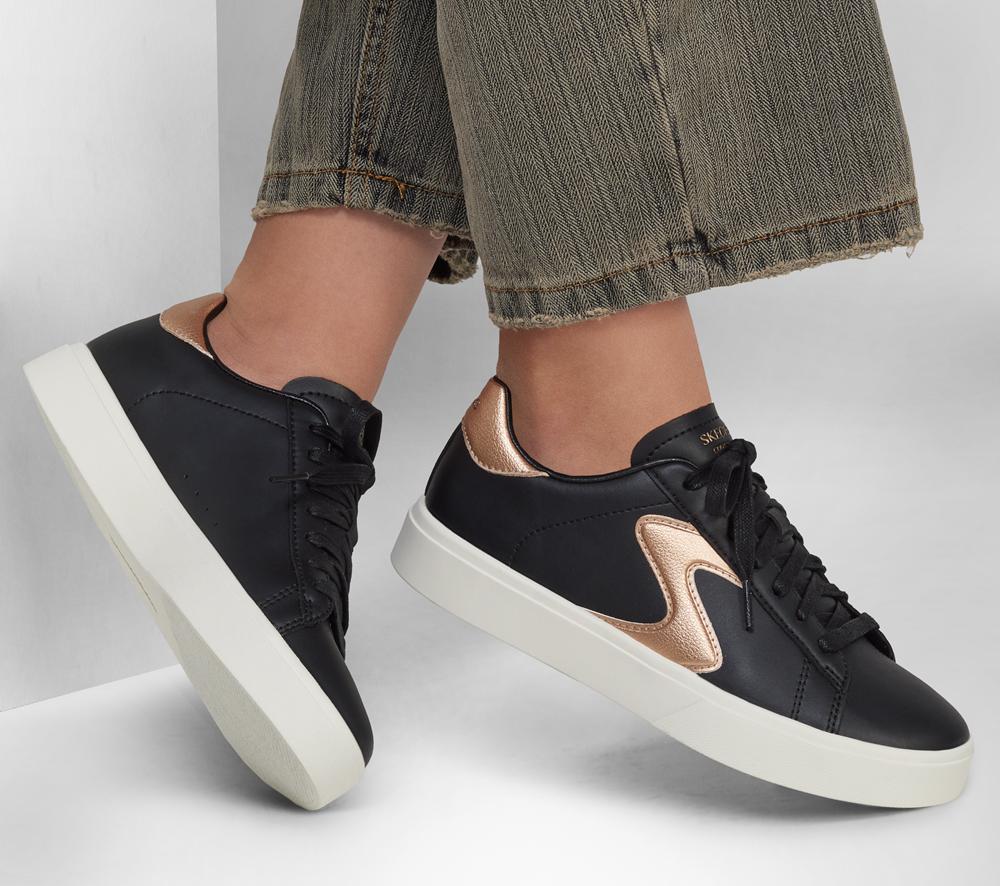 Women Skechers Eden LX - Beaming Glory Lace Up Shoes Black / Rose Gold  USA |  7815-WIKZO
