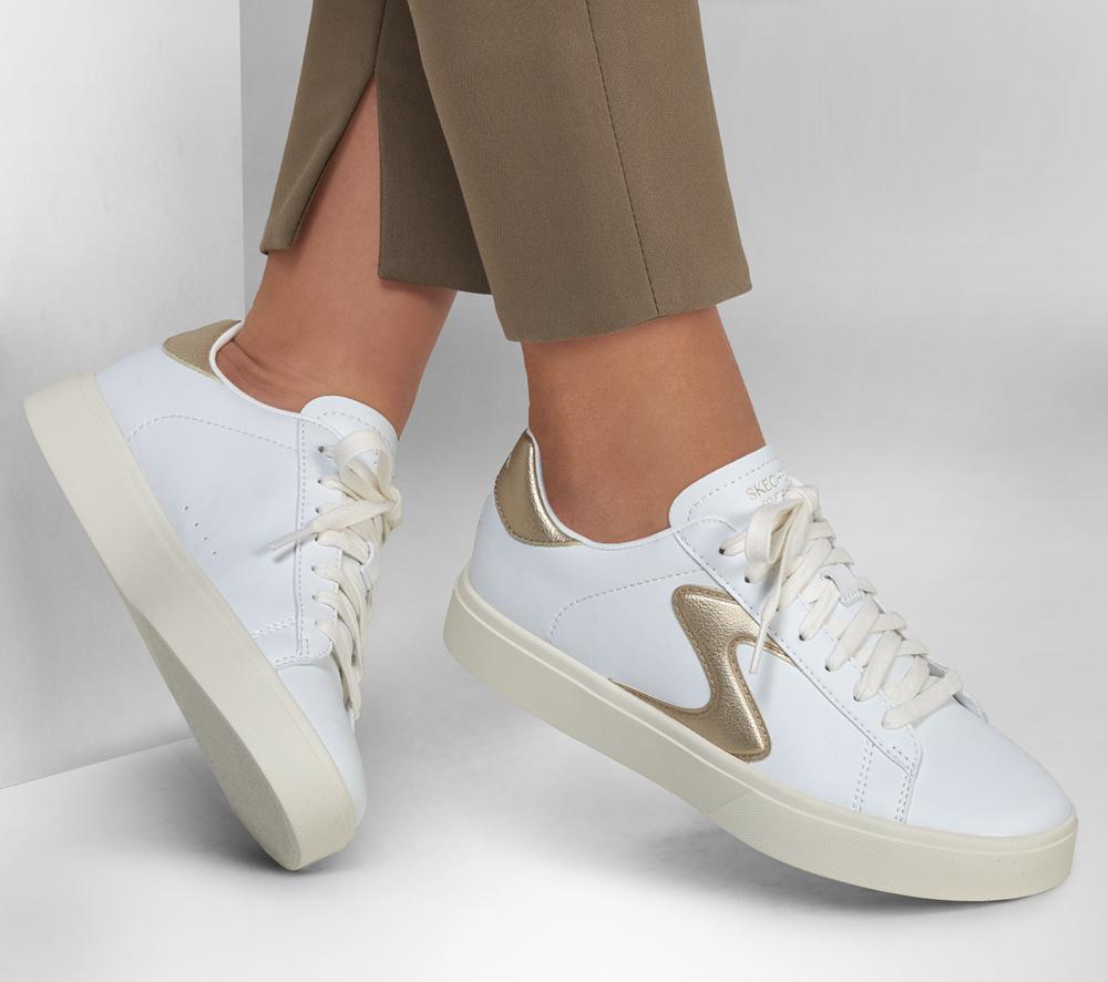 Women Skechers Eden LX - Beaming Glory Sneakers White / Gold  USA |  9123-JMNQR