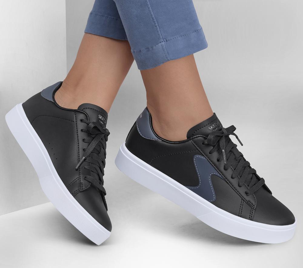 Women Skechers Eden LX - Top Grade Lace Up Shoes Black / White  USA |  0971-RDXKZ
