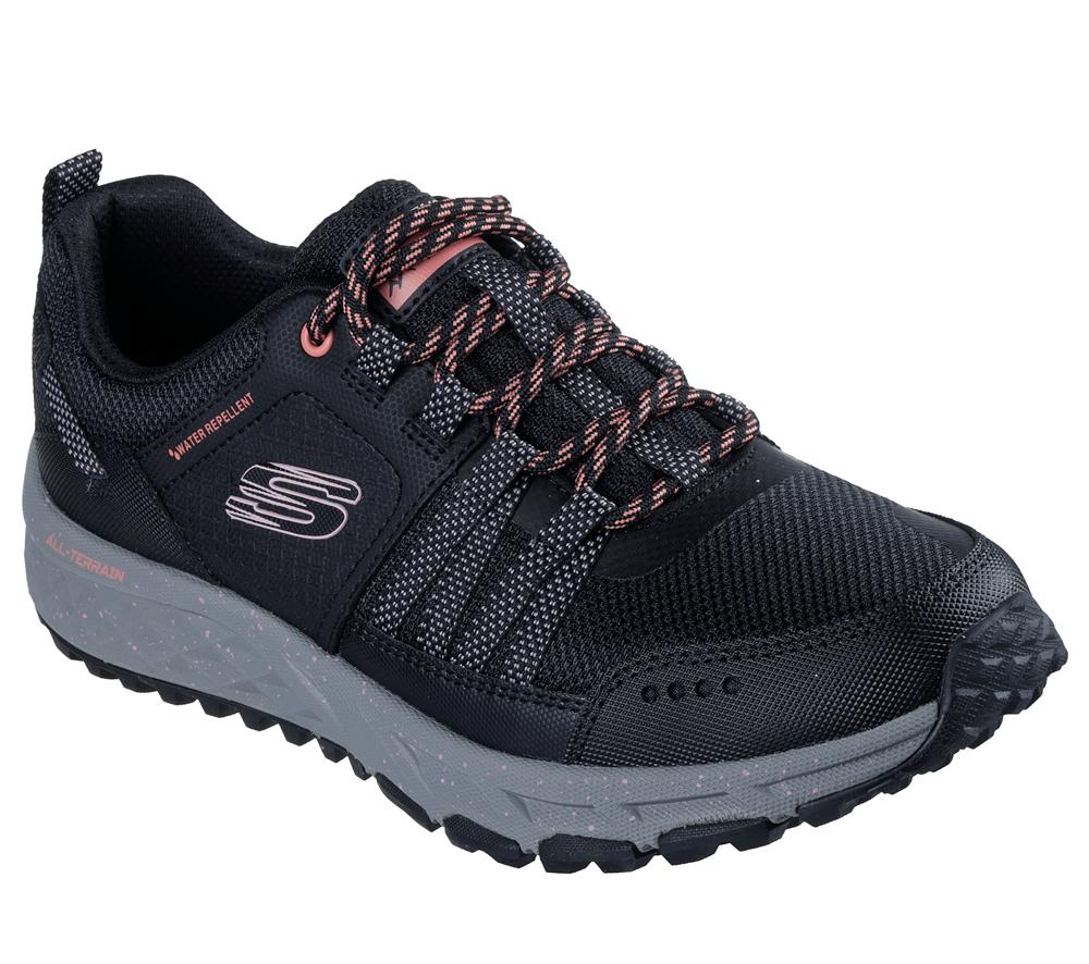 Women Skechers Escape Plan - Endless Pursuit Lace Up Shoes Black / Hot Pink  USA |  6548-KQSOM