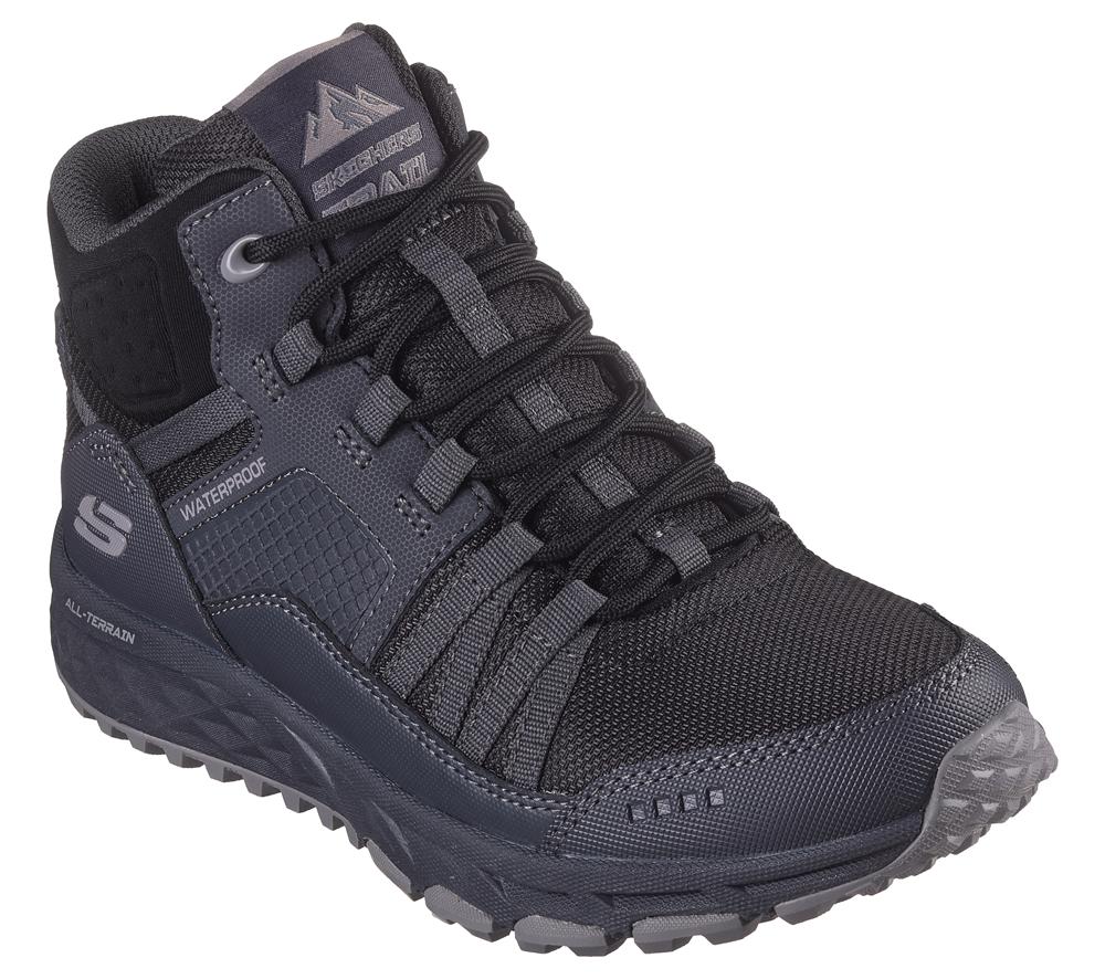 Women Skechers Escape Plan - Outward Voyage Lace Up Shoes Charcoal / Black  USA |  9784-QRFLK