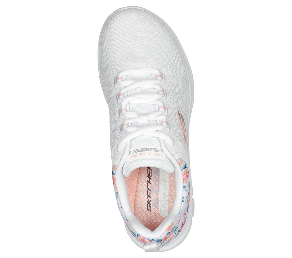 Women Skechers FLEX APPEAL 4.0 - LET IT BLOSSOM Lace Up Shoes White / Multicolor  USA |  0128-XBQCY